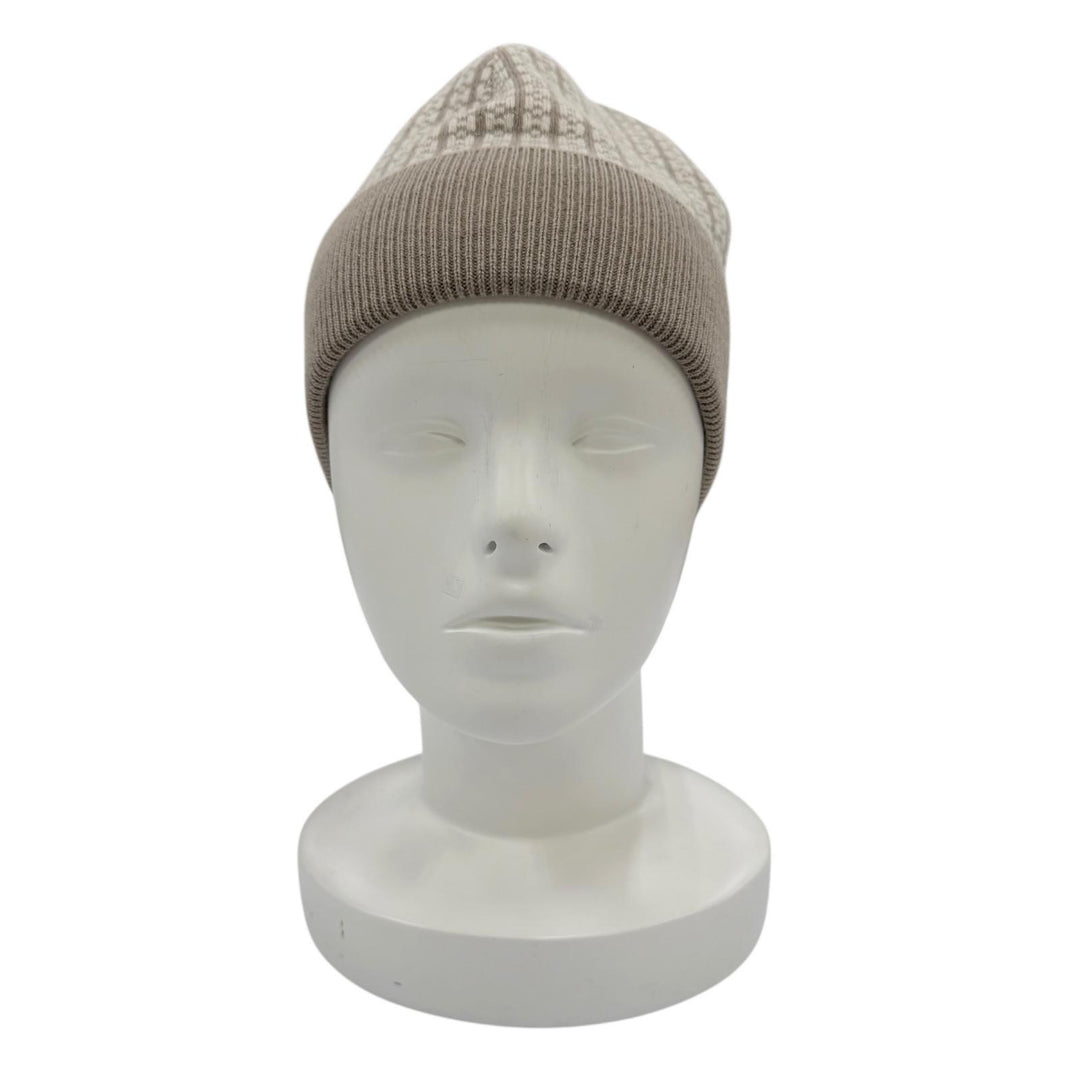 Excellent HERMES Knit cap H logo design beige cashmere Women M