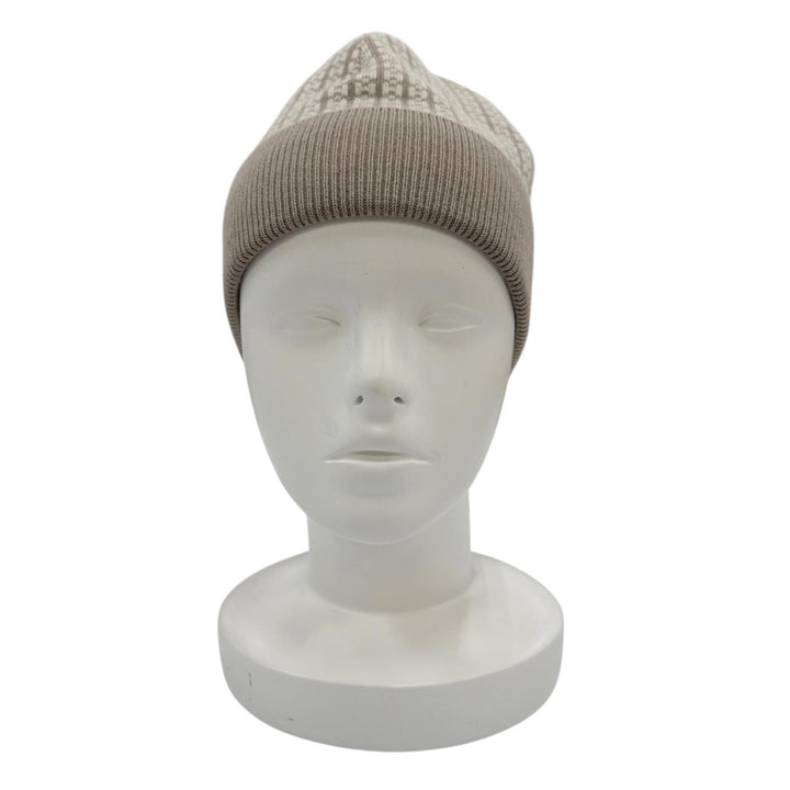 Excellent HERMES Knit cap H logo design beige cashmere Women M
