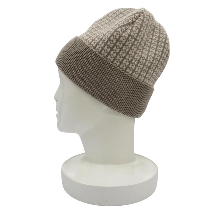 Excellent HERMES Knit cap H logo design beige cashmere Women M