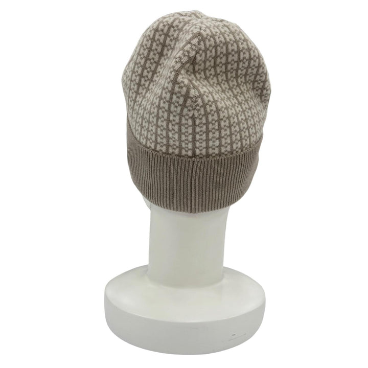 Excellent HERMES Knit cap H logo design beige cashmere Women M