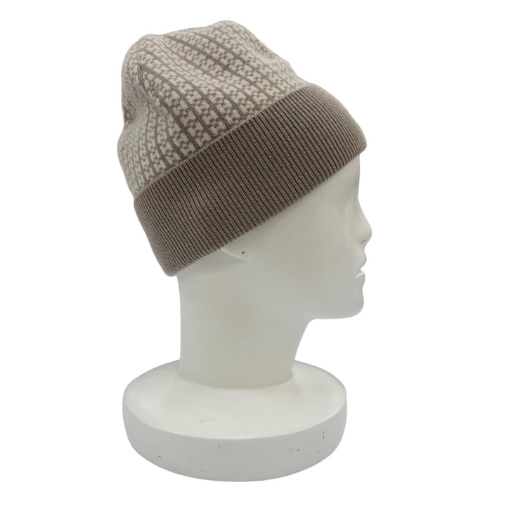 Excellent HERMES Knit cap H logo design beige cashmere Women M