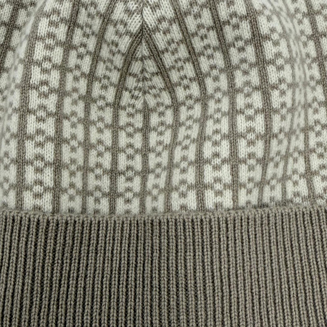 Excellent HERMES Knit cap H logo design beige cashmere Women M