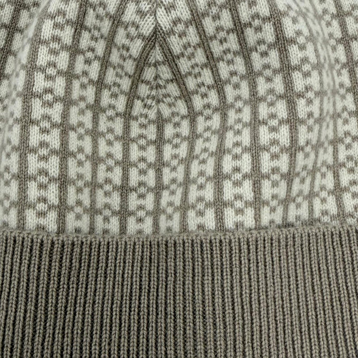 Excellent HERMES Knit cap H logo design beige cashmere Women M