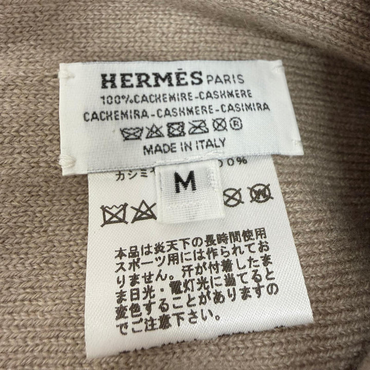 Excellent HERMES Knit cap H logo design beige cashmere Women M