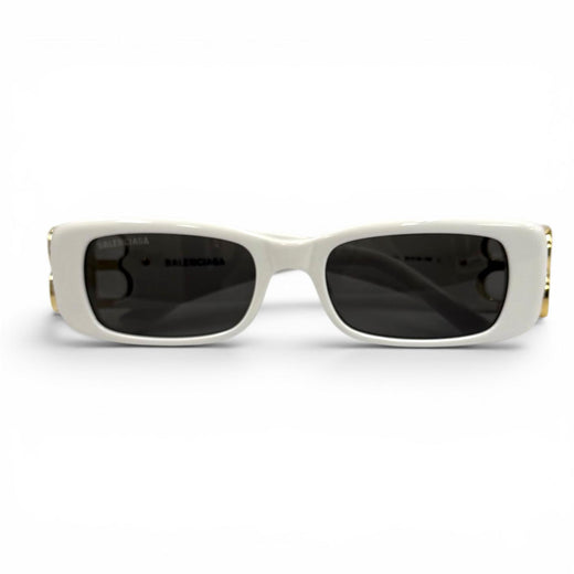 Excellent BALENCIAGA sunglasses DYNASTY RECTANGLE BB Metal Logo white BB0096S