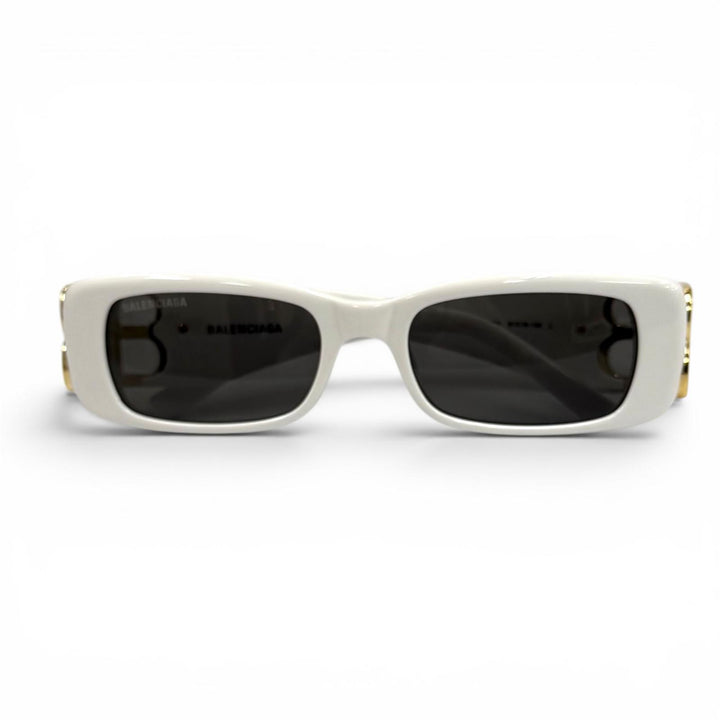 Excellent BALENCIAGA sunglasses DYNASTY RECTANGLE BB Metal Logo white BB0096S