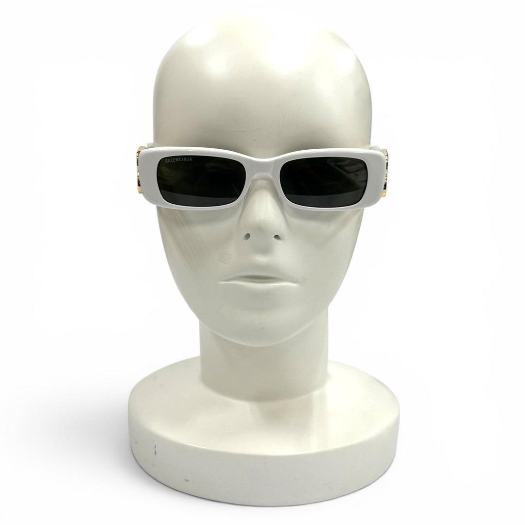 Excellent BALENCIAGA sunglasses DYNASTY RECTANGLE BB Metal Logo white BB0096S