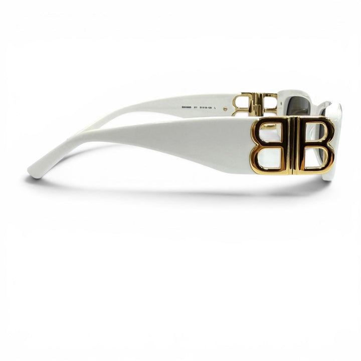 Excellent BALENCIAGA sunglasses DYNASTY RECTANGLE BB Metal Logo white BB0096S