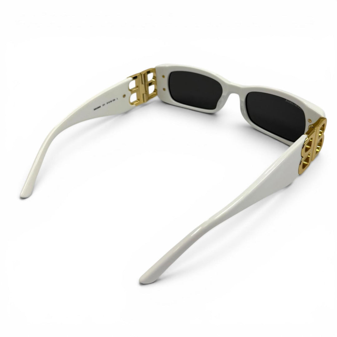 Excellent BALENCIAGA sunglasses DYNASTY RECTANGLE BB Metal Logo white BB0096S