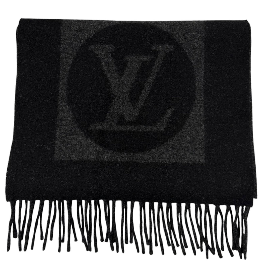 Great LOUIS VUITTON Scarf Echalpe Cardiff black wool mens M70482