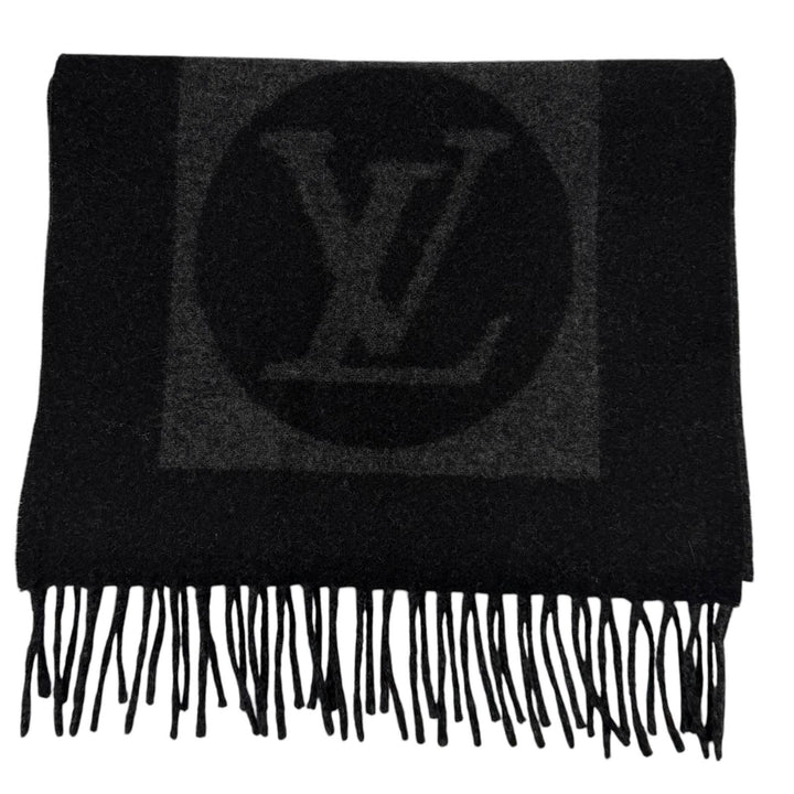 Great LOUIS VUITTON Scarf Echalpe Cardiff black wool mens M70482