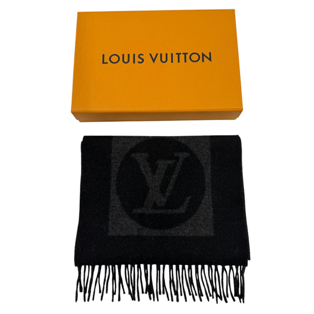 Great LOUIS VUITTON Scarf Echalpe Cardiff black wool mens M70482