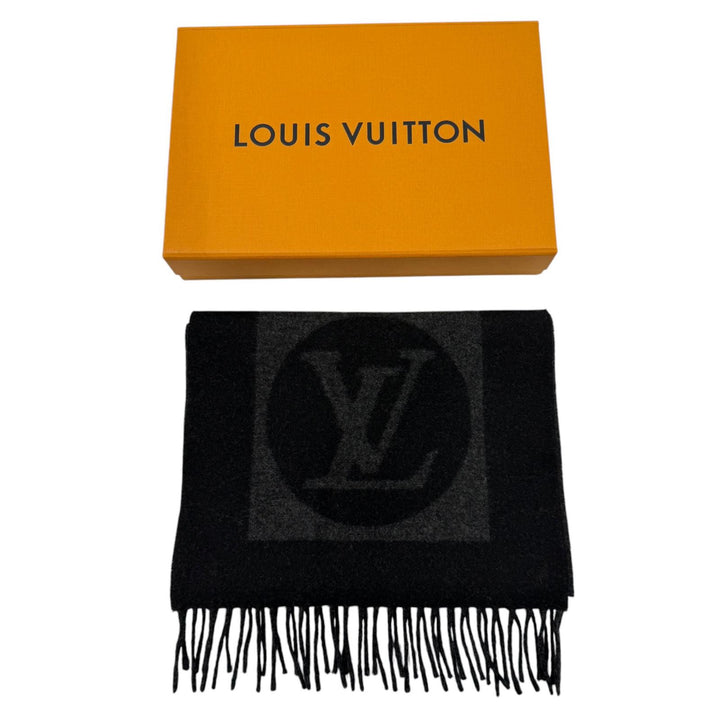 Great LOUIS VUITTON Scarf Echalpe Cardiff black wool mens M70482