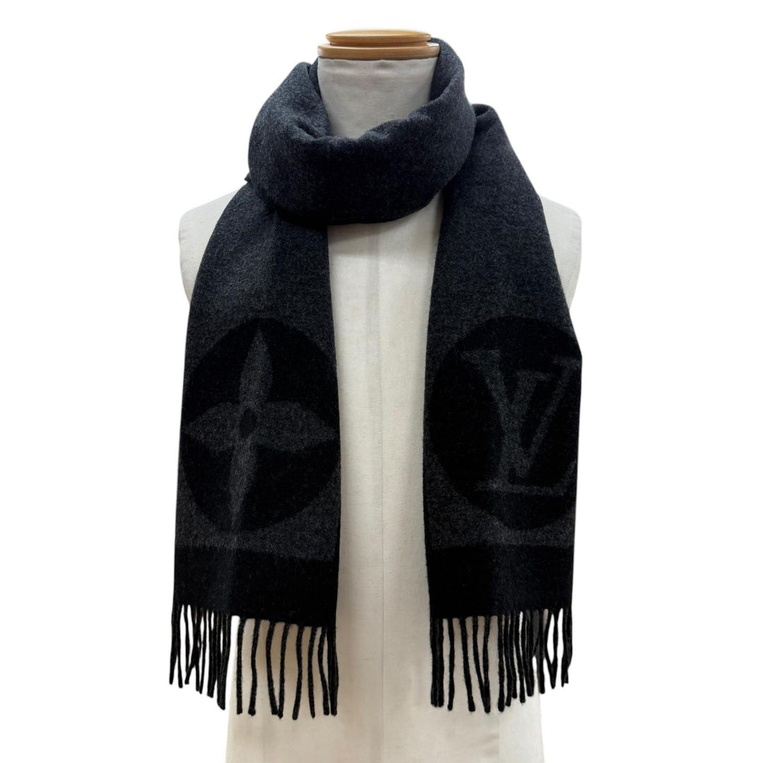 Great LOUIS VUITTON Scarf Echalpe Cardiff black wool mens M70482