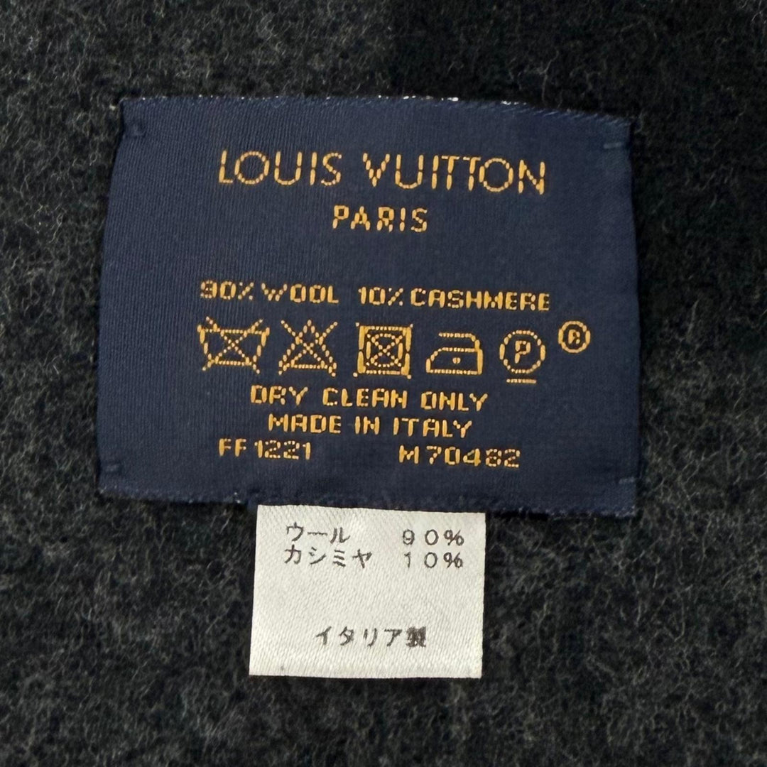 Great LOUIS VUITTON Scarf Echalpe Cardiff black wool mens M70482