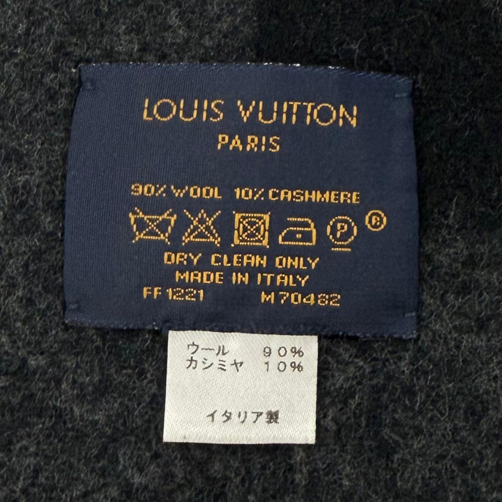Great LOUIS VUITTON Scarf Echalpe Cardiff black wool mens M70482