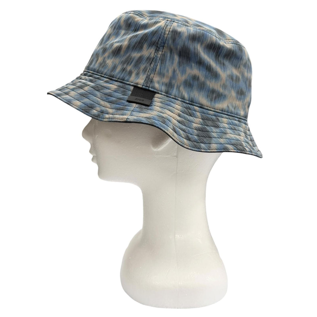 Pristine DIOR Parley hat Leopard Pattern Bucket Hat blue mens M 293C906D5547