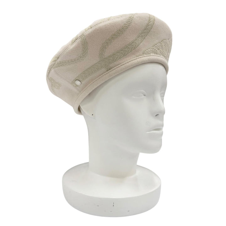 Pristine HERMES beret Saint-Honoré en Finès Ivory wool Women 58