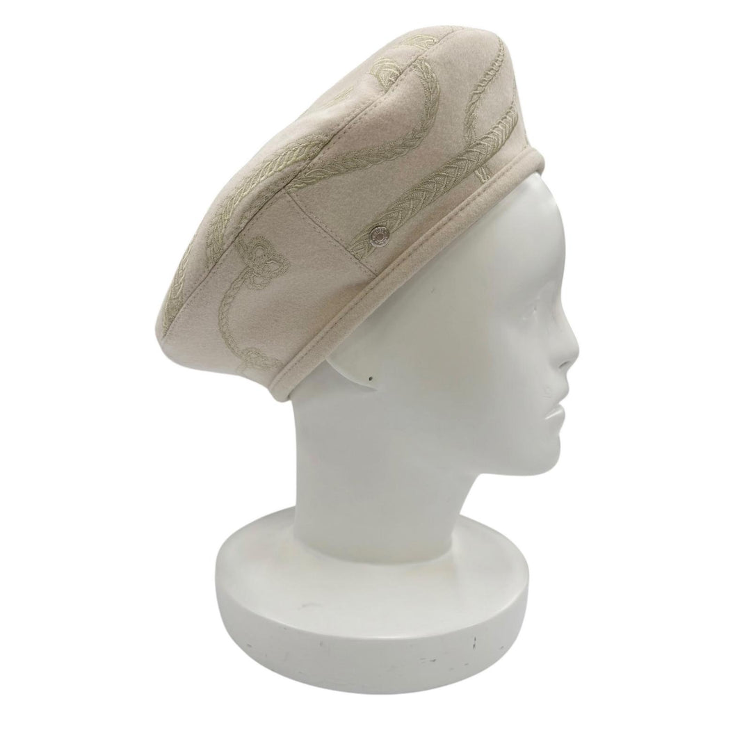 Pristine HERMES beret Saint-Honoré en Finès Ivory wool Women 58