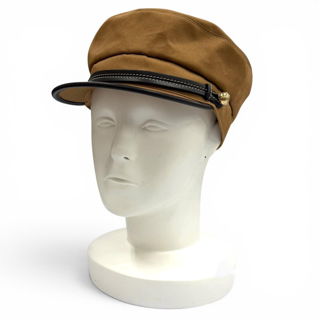 Excellent HERMES Casquette Logo Metal Leather Giulietta Ex-Libris cotton 58