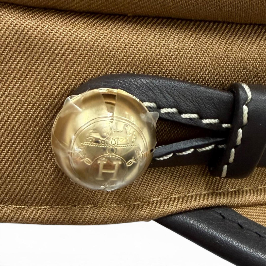 Excellent HERMES Casquette Logo Metal Leather Giulietta Ex-Libris cotton 58