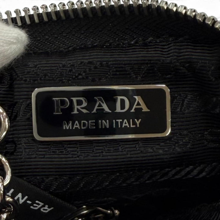 Excellent PRADA Pouch Re Nylon Triangle Logo Keyring Nylon Women 2TT140