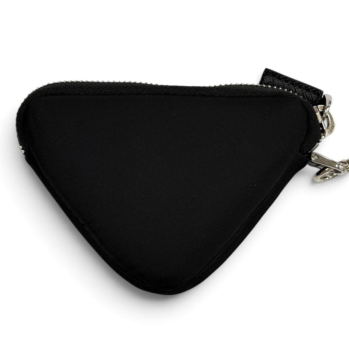 Excellent PRADA Pouch Re Nylon Triangle Logo Keyring Nylon Women 2TT140