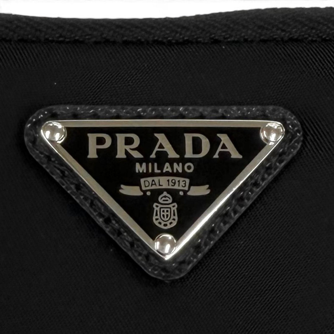 Excellent PRADA Pouch Re Nylon Triangle Logo Keyring Nylon Women 2TT140