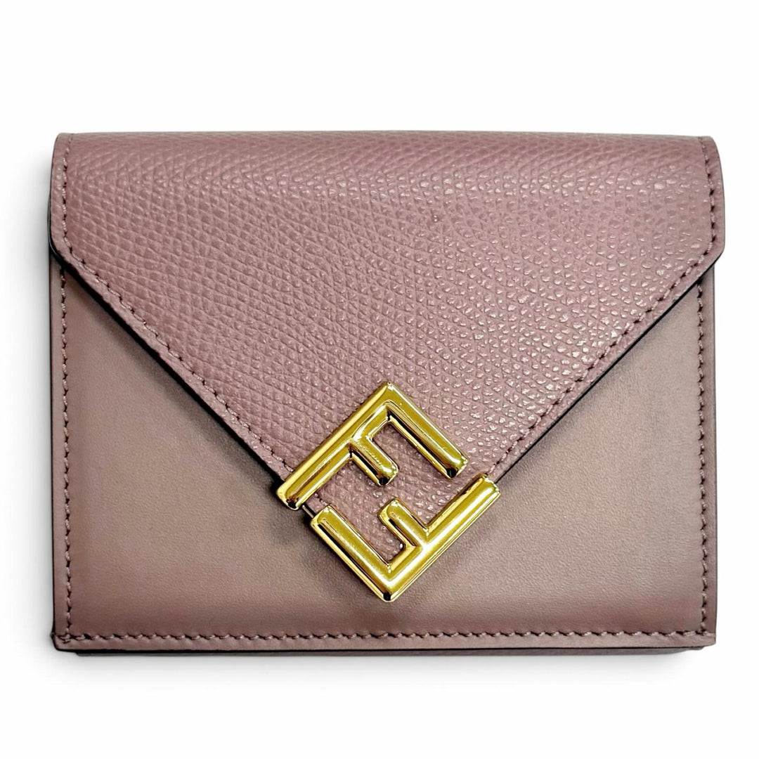 Excellent FENDI Tri-fold wallet FF Diamond Leather Compact Wallet Purple 8M0480