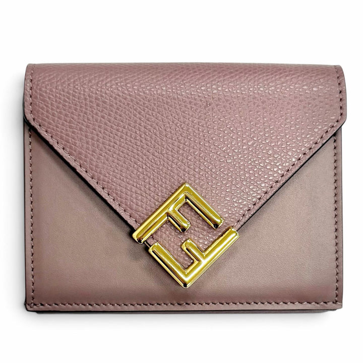 Excellent FENDI Tri-fold wallet FF Diamond Leather Compact Wallet Purple 8M0480