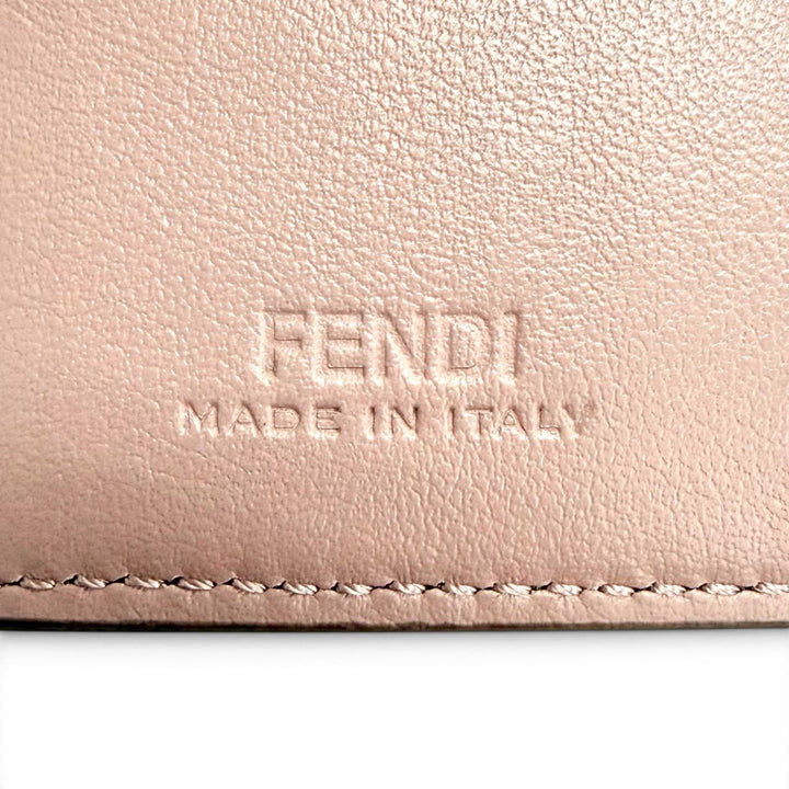 Excellent FENDI Tri-fold wallet FF Diamond Leather Compact Wallet Purple 8M0480
