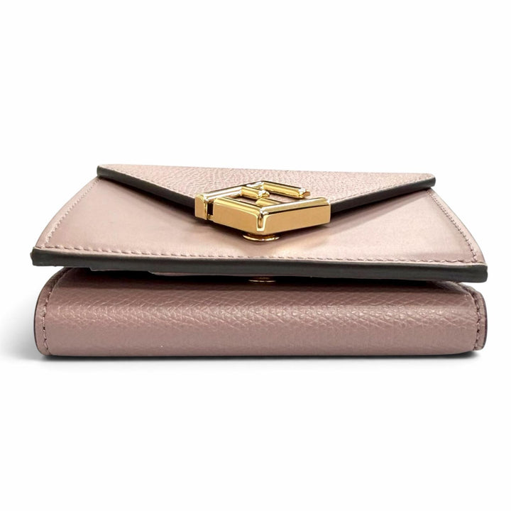 Excellent FENDI Tri-fold wallet FF Diamond Leather Compact Wallet Purple 8M0480