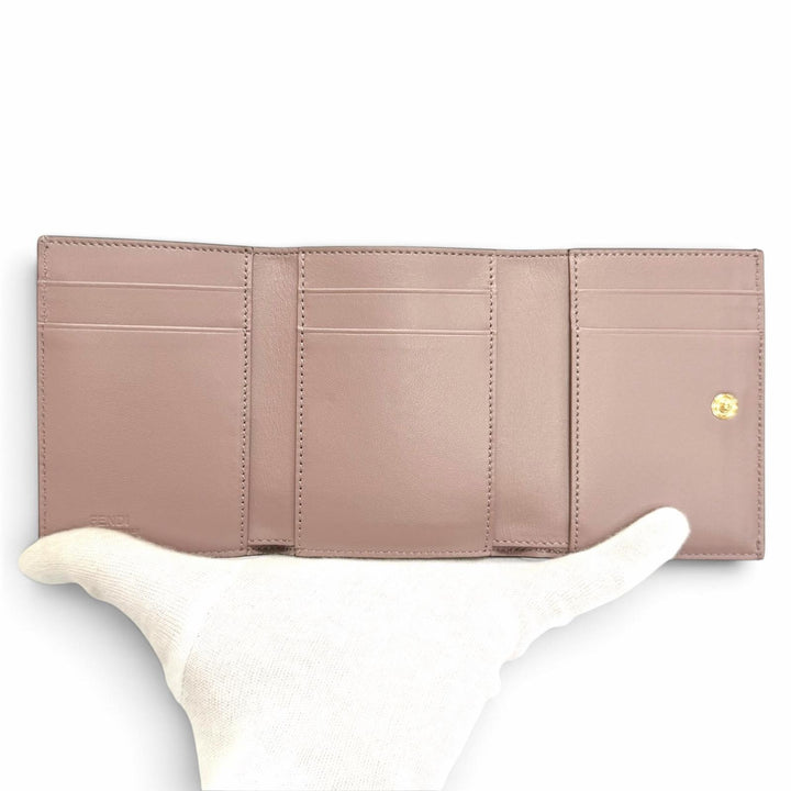 Excellent FENDI Tri-fold wallet FF Diamond Leather Compact Wallet Purple 8M0480