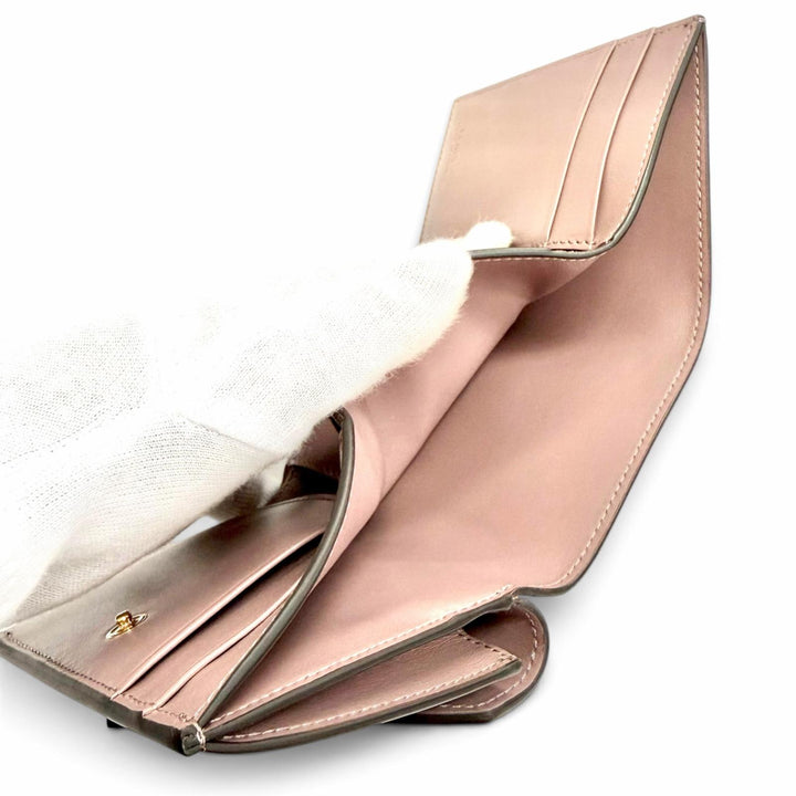 Excellent FENDI Tri-fold wallet FF Diamond Leather Compact Wallet Purple 8M0480