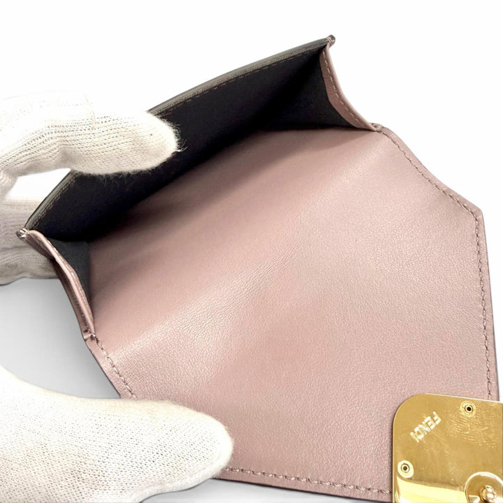 Excellent FENDI Tri-fold wallet FF Diamond Leather Compact Wallet Purple 8M0480