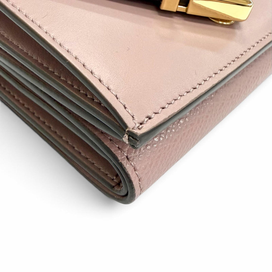 Excellent FENDI Tri-fold wallet FF Diamond Leather Compact Wallet Purple 8M0480