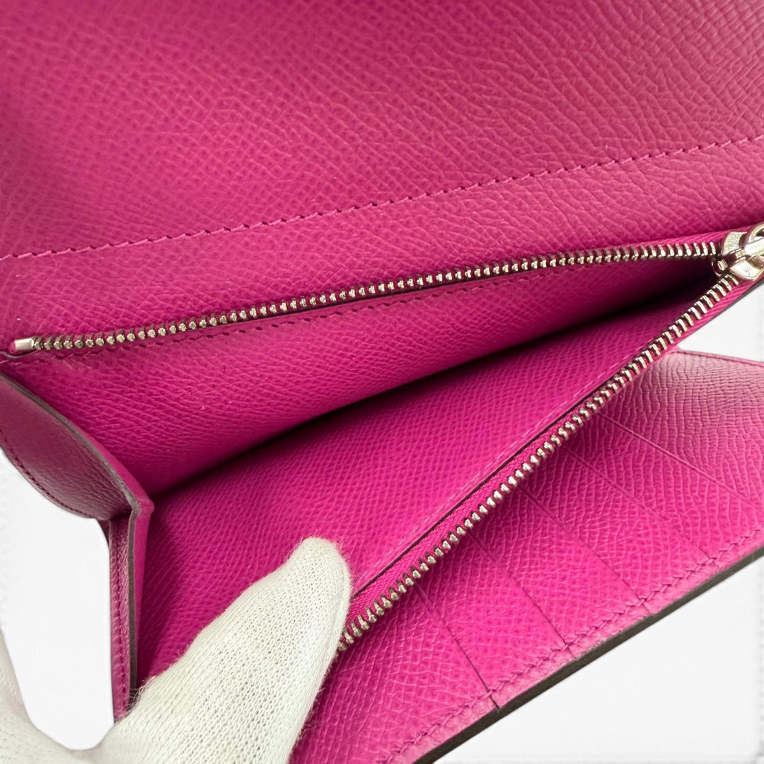 Great HERMES Tri-fold wallet Kelly wallet medium Compact wallet Epsom Leather