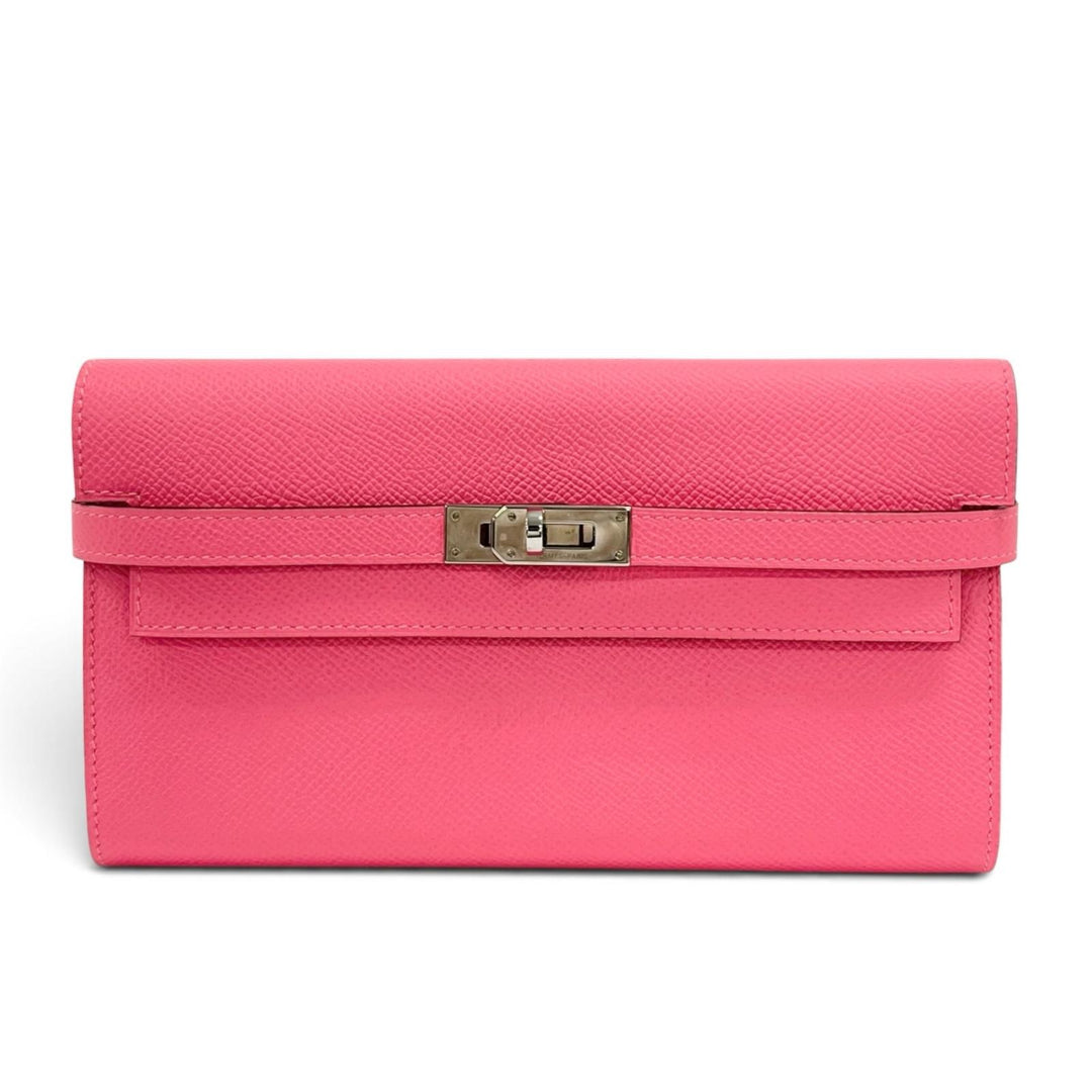 Great HERMES Purse Kelly wallet Long wallet Epsom Leather Women