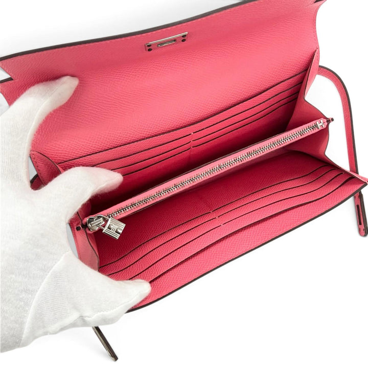 Great HERMES Purse Kelly wallet Long wallet Epsom Leather Women