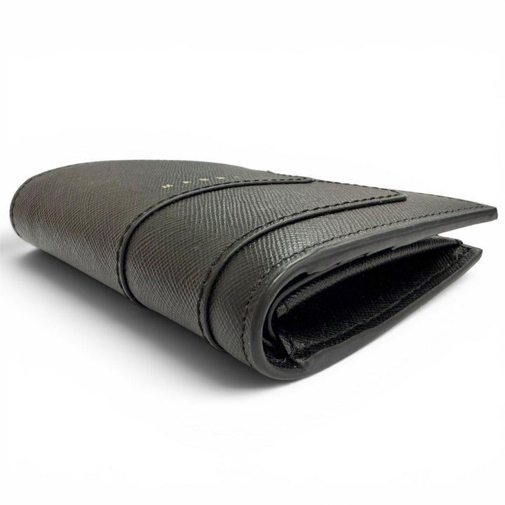Pristine MARNI Bifold Wallet Saffiano Leather Logo Compact black PFMOQ14U07