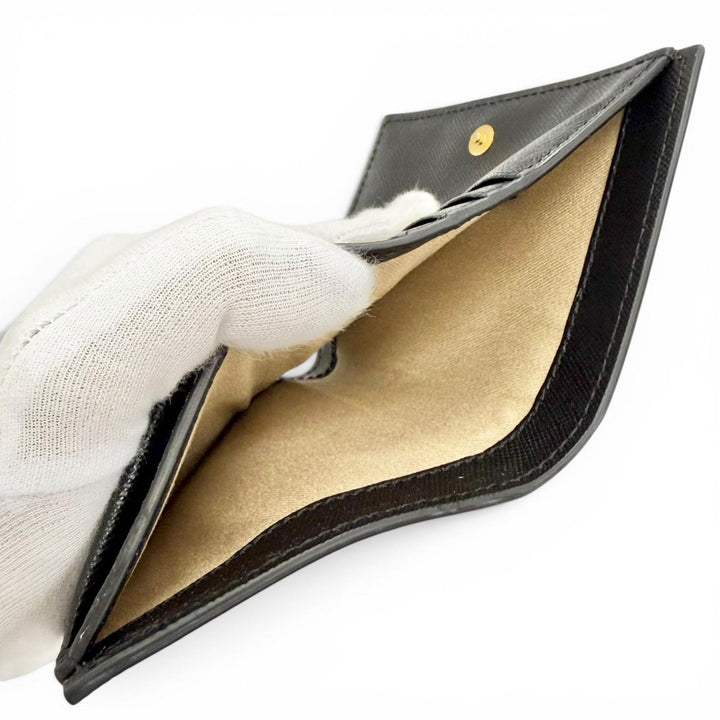 Pristine MARNI Bifold Wallet Saffiano Leather Logo Compact black PFMOQ14U07