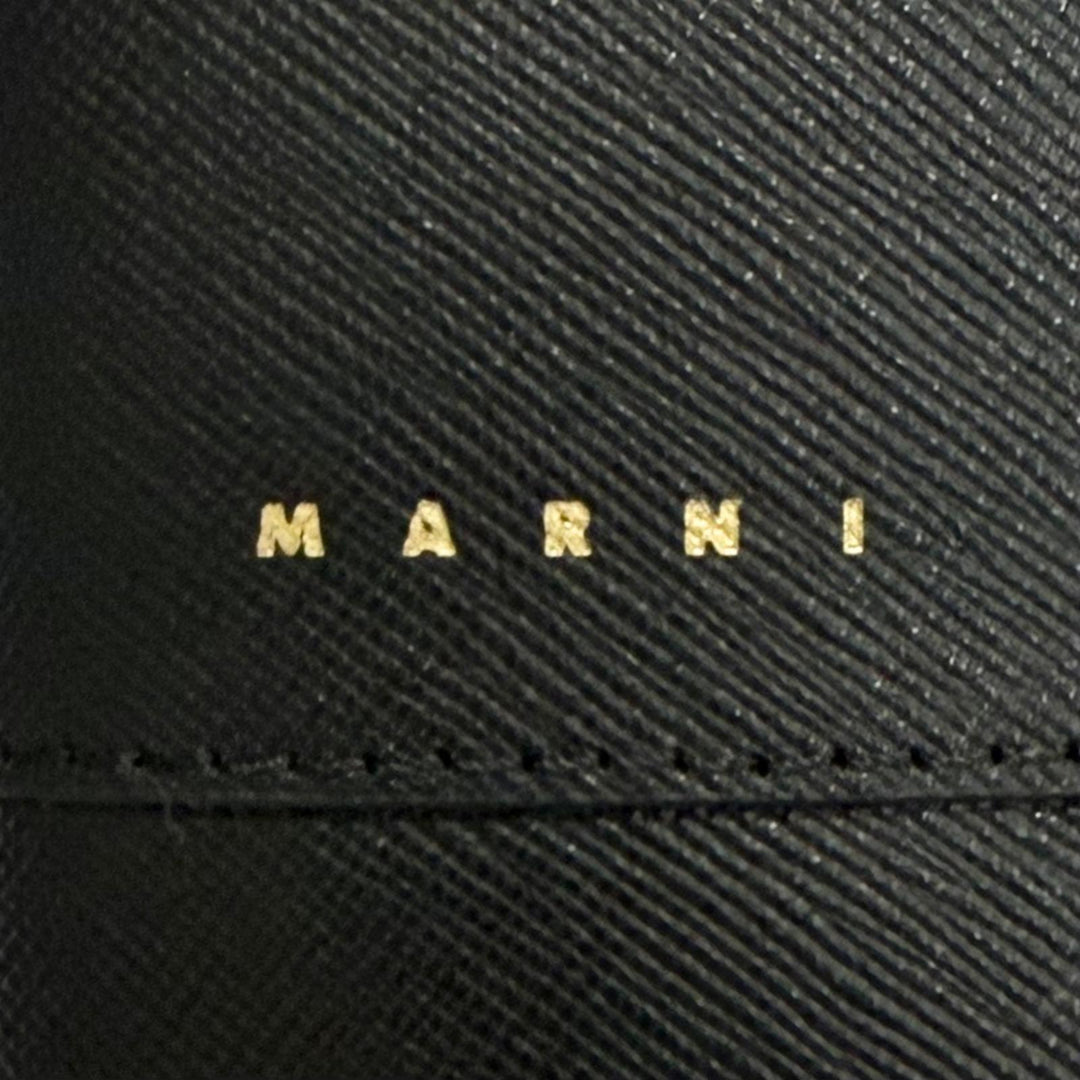 Pristine MARNI Bifold Wallet Saffiano Leather Logo Compact black PFMOQ14U07