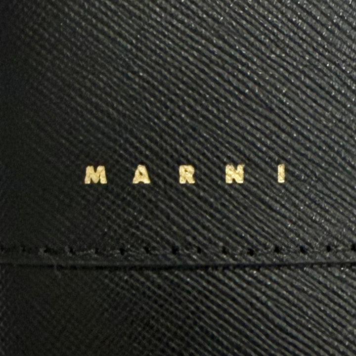 Pristine MARNI Bifold Wallet Saffiano Leather Logo Compact black PFMOQ14U07