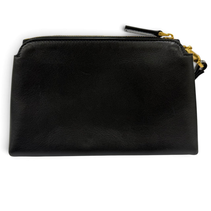 Excellent VALENTINO Cosmetics Pouch V-logo leather zip-up black XW2P0X38ZXL