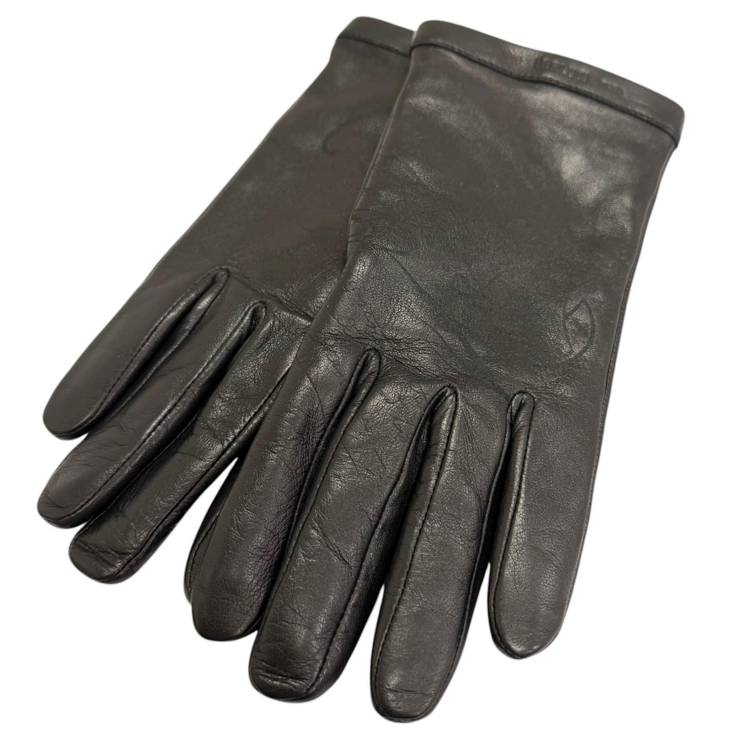 Excellent BERLUTI gloves Calligraphy Scritto Leather Gloves Nero Sheep leather