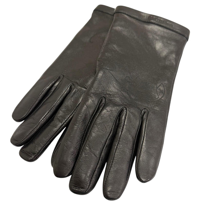 Excellent BERLUTI gloves Calligraphy Scritto Leather Gloves Nero Sheep leather