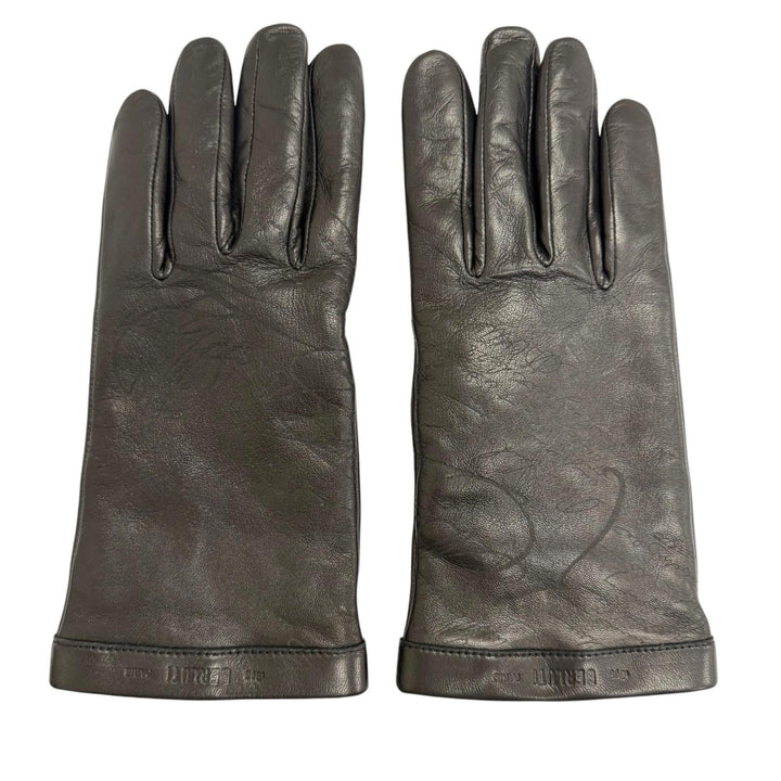 Excellent BERLUTI gloves Calligraphy Scritto Leather Gloves Nero Sheep leather