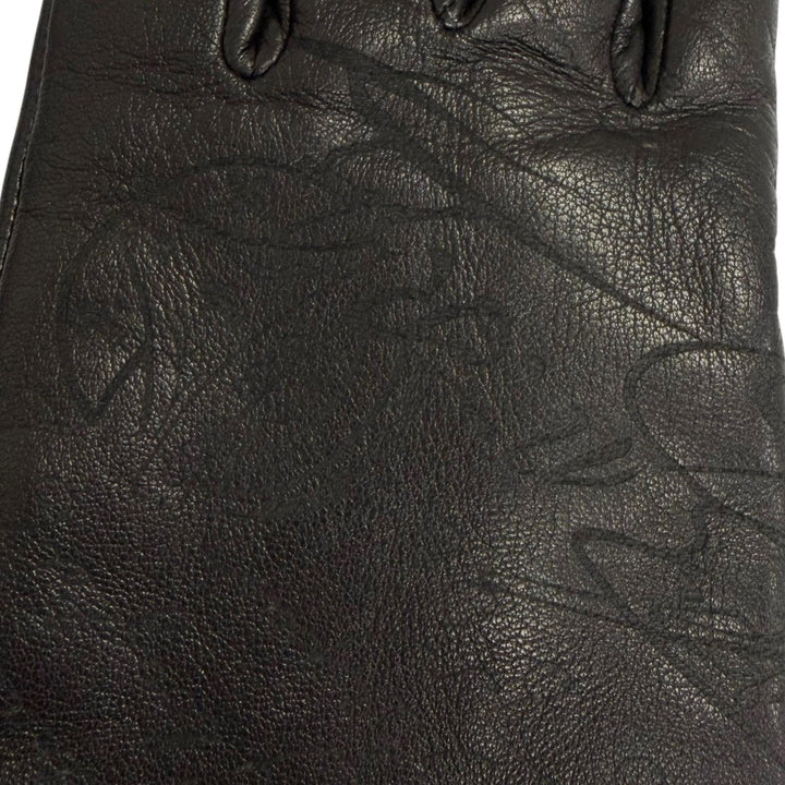 Excellent BERLUTI gloves Calligraphy Scritto Leather Gloves Nero Sheep leather