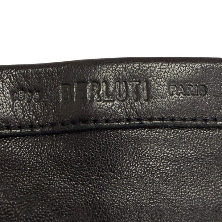 Excellent BERLUTI gloves Calligraphy Scritto Leather Gloves Nero Sheep leather