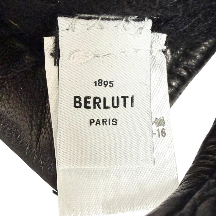Excellent BERLUTI gloves Calligraphy Scritto Leather Gloves Nero Sheep leather